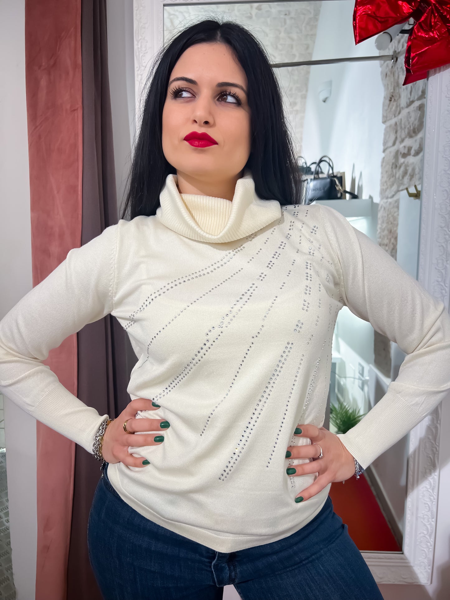 Maglia strass/scaldacollo