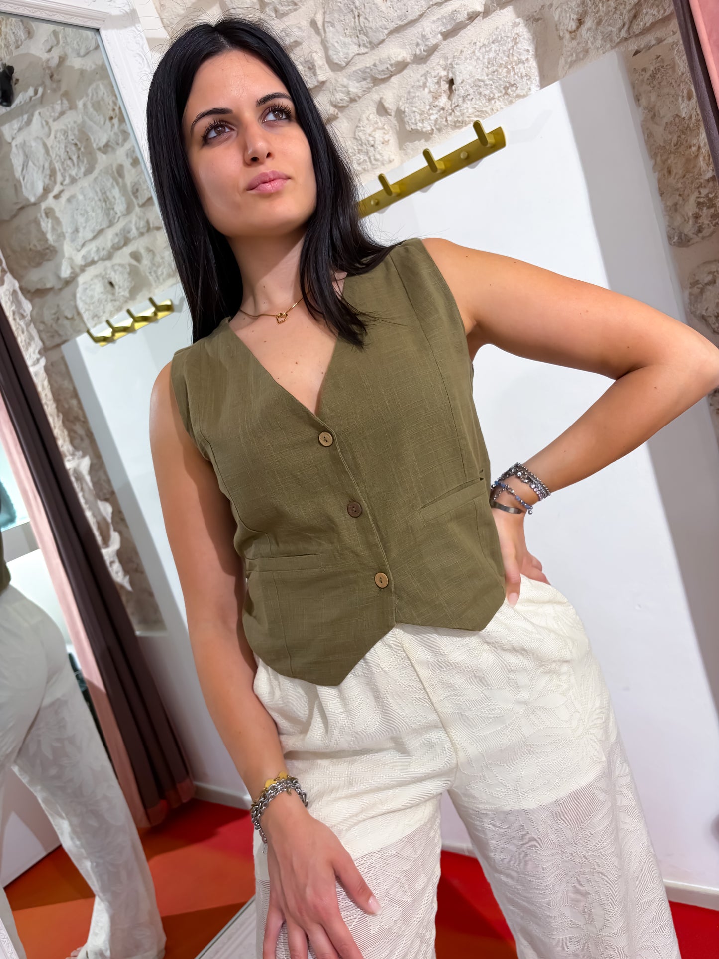 Gilet Crop cotone