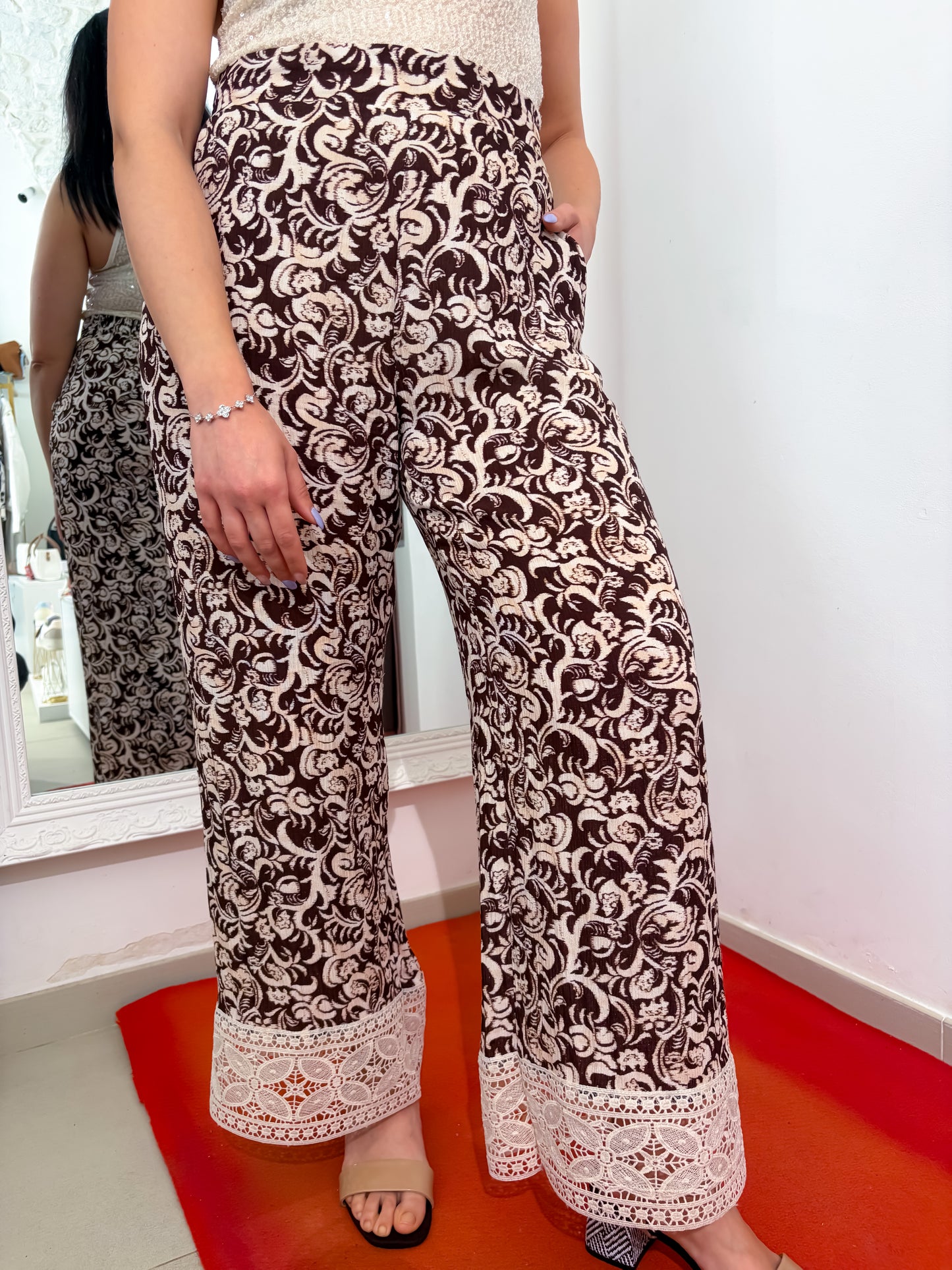 Pantalone palazzo ricamo