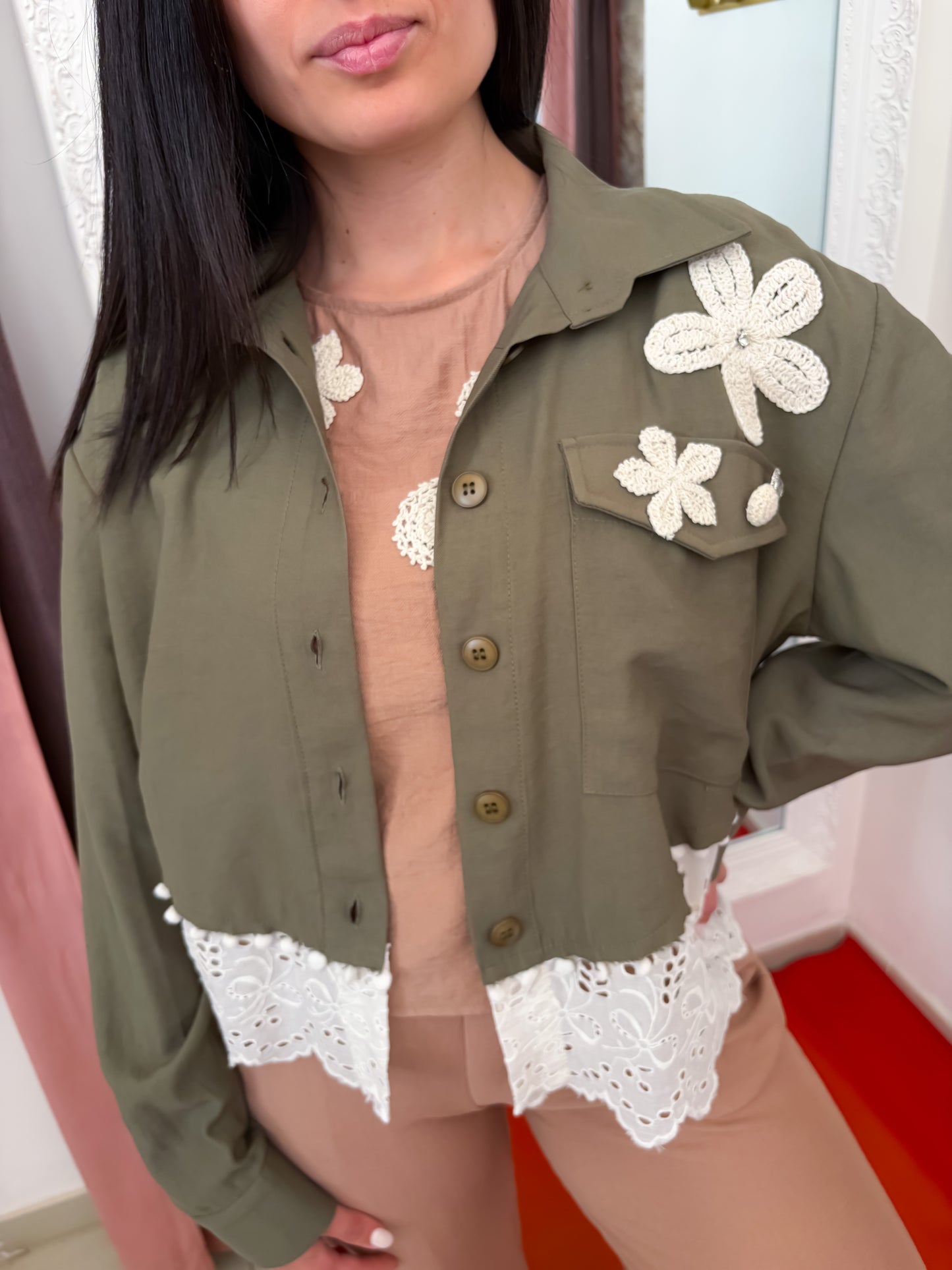 Camicia Crop sangallo