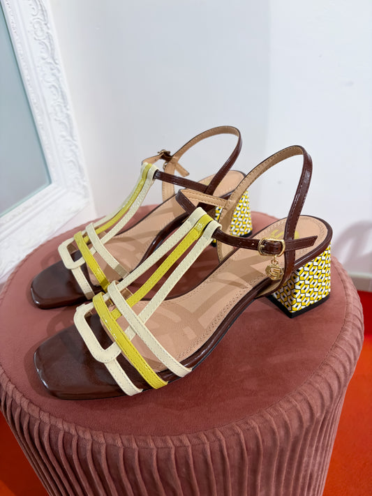 Sandalo tacco multicolor
