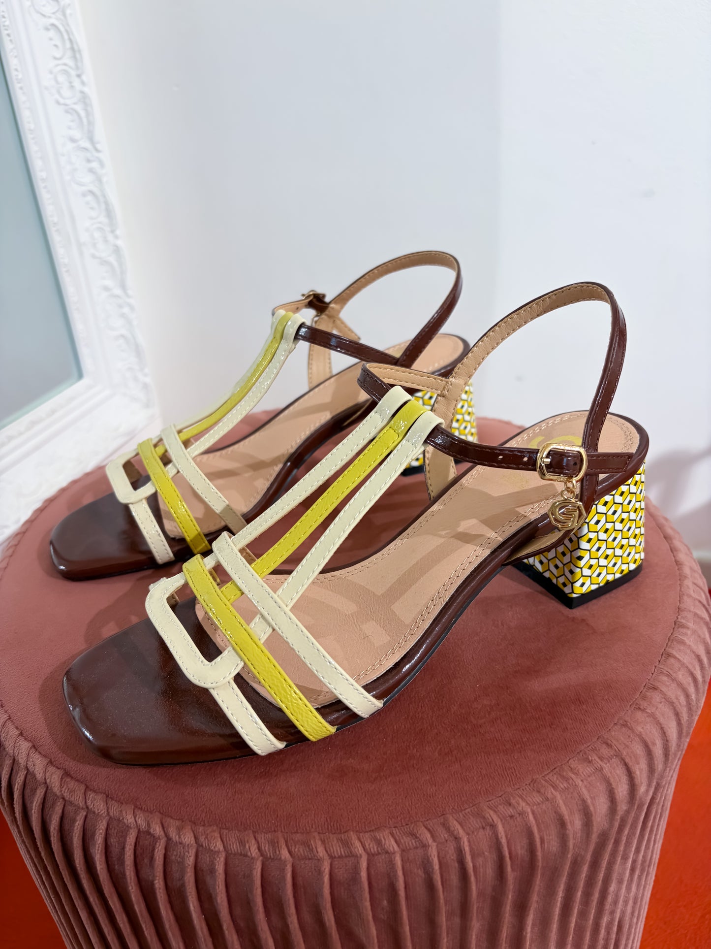 Sandalo tacco multicolor