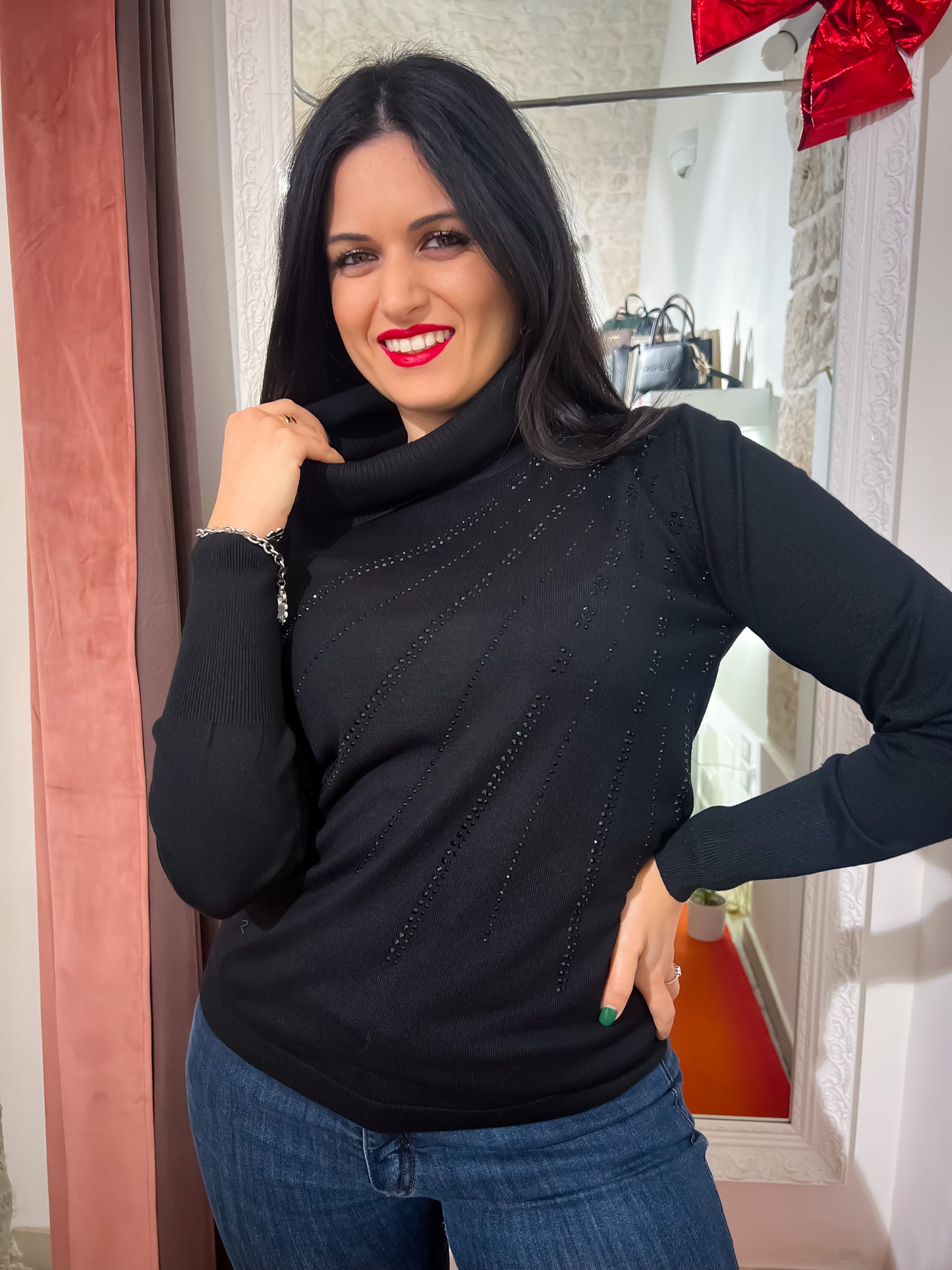 Maglia strass/scaldacollo