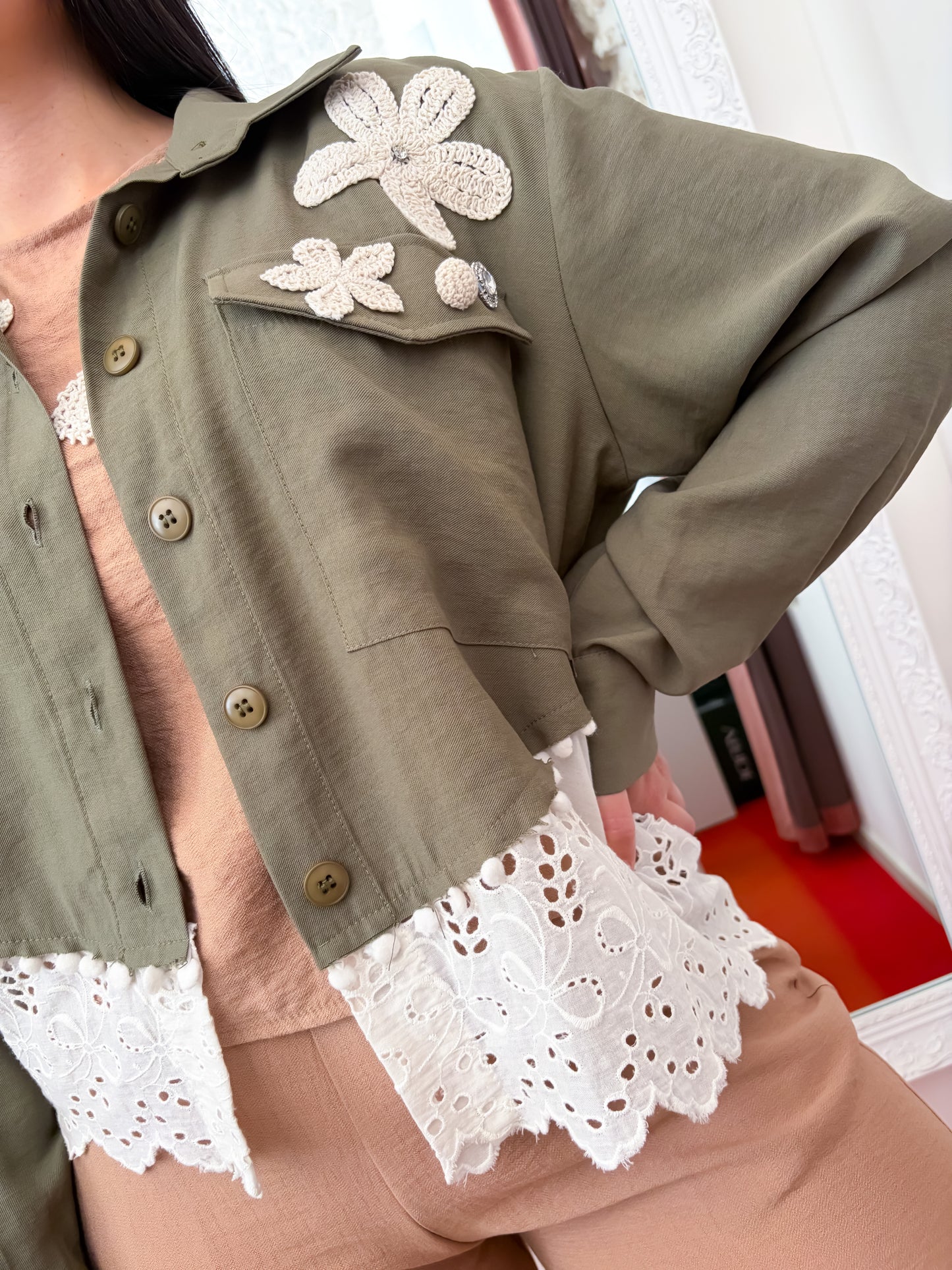 Camicia Crop sangallo