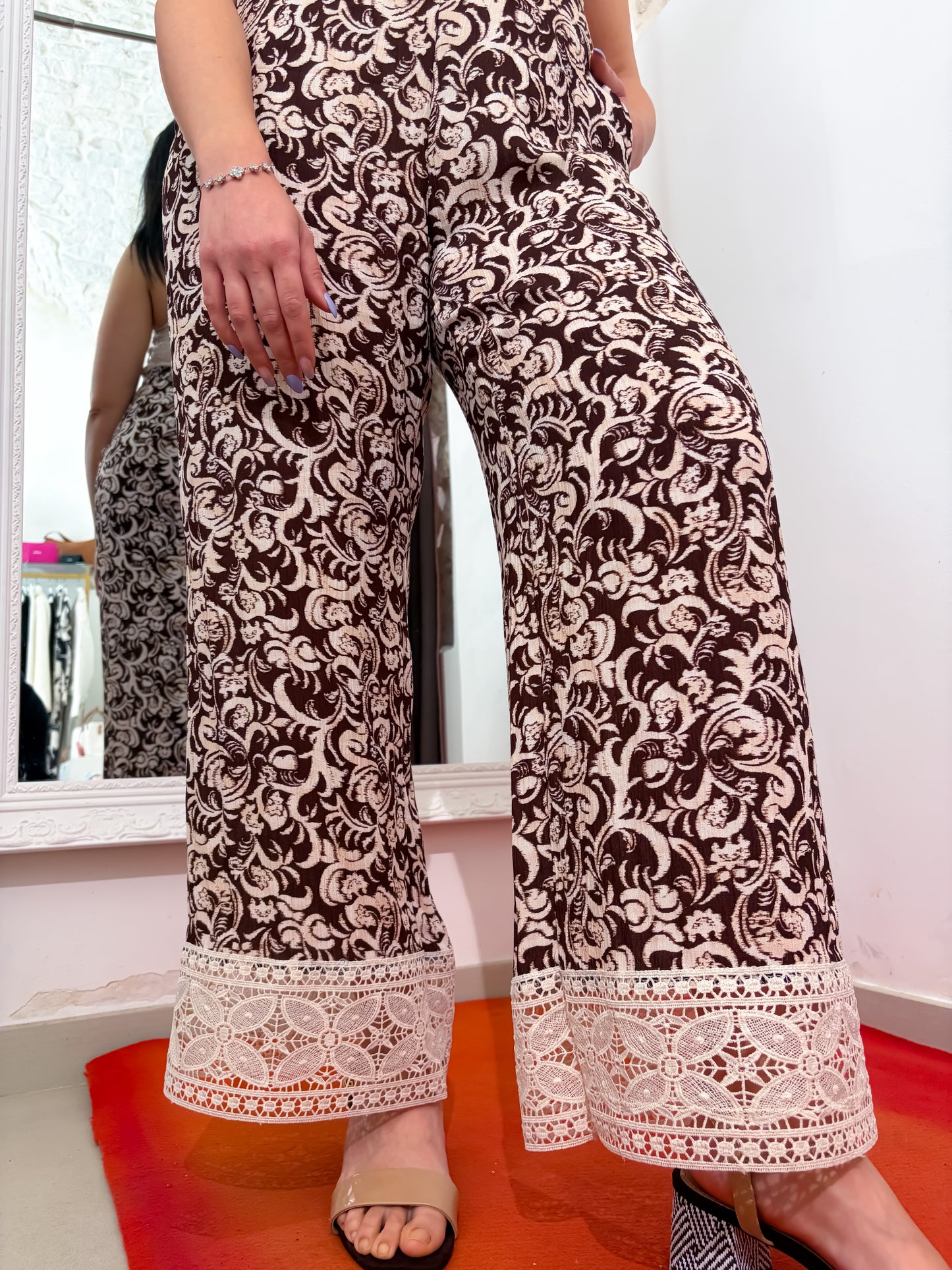 Pantalone palazzo ricamo