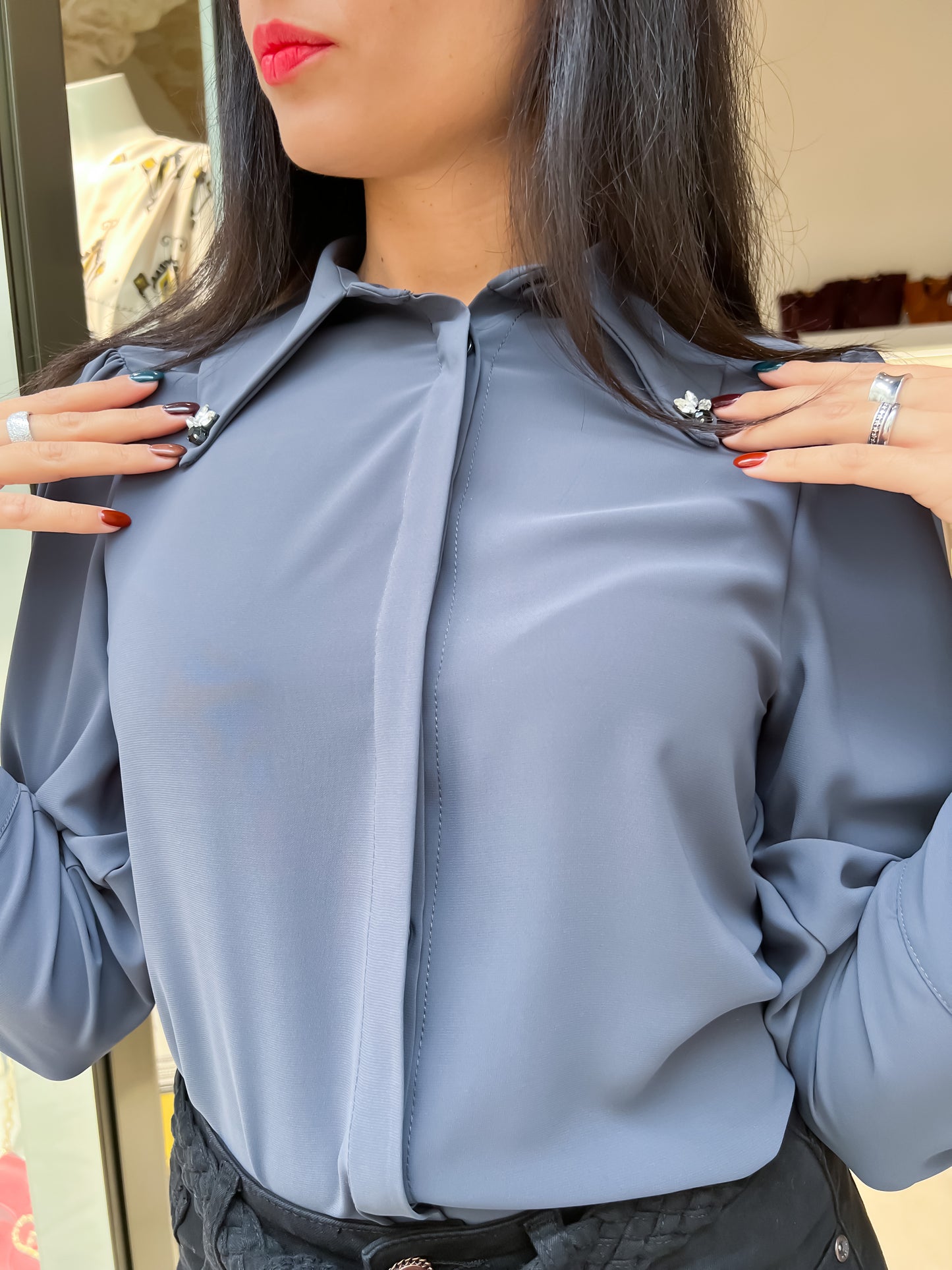 Camicia seta con pietre