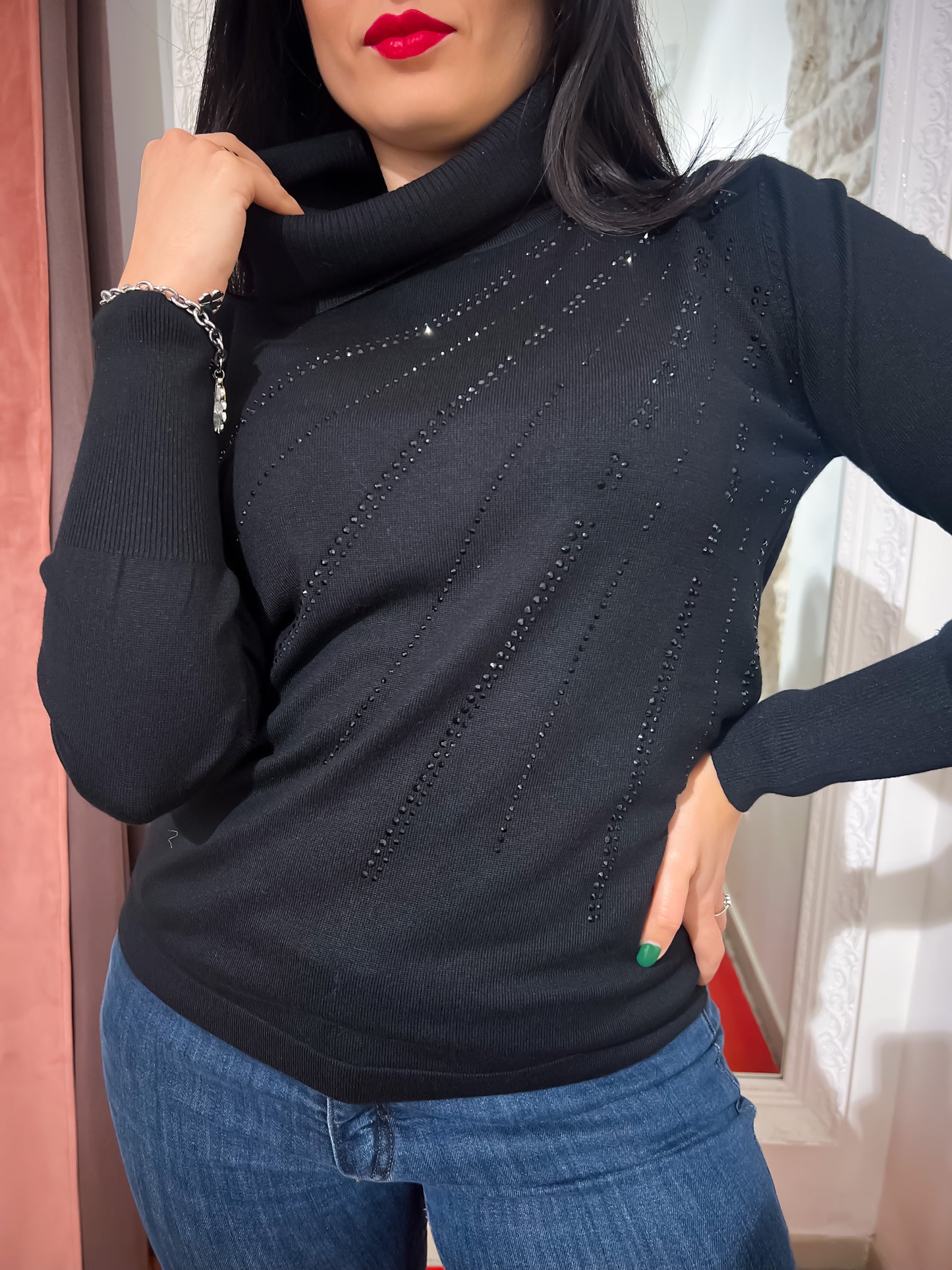 Maglia strass/scaldacollo