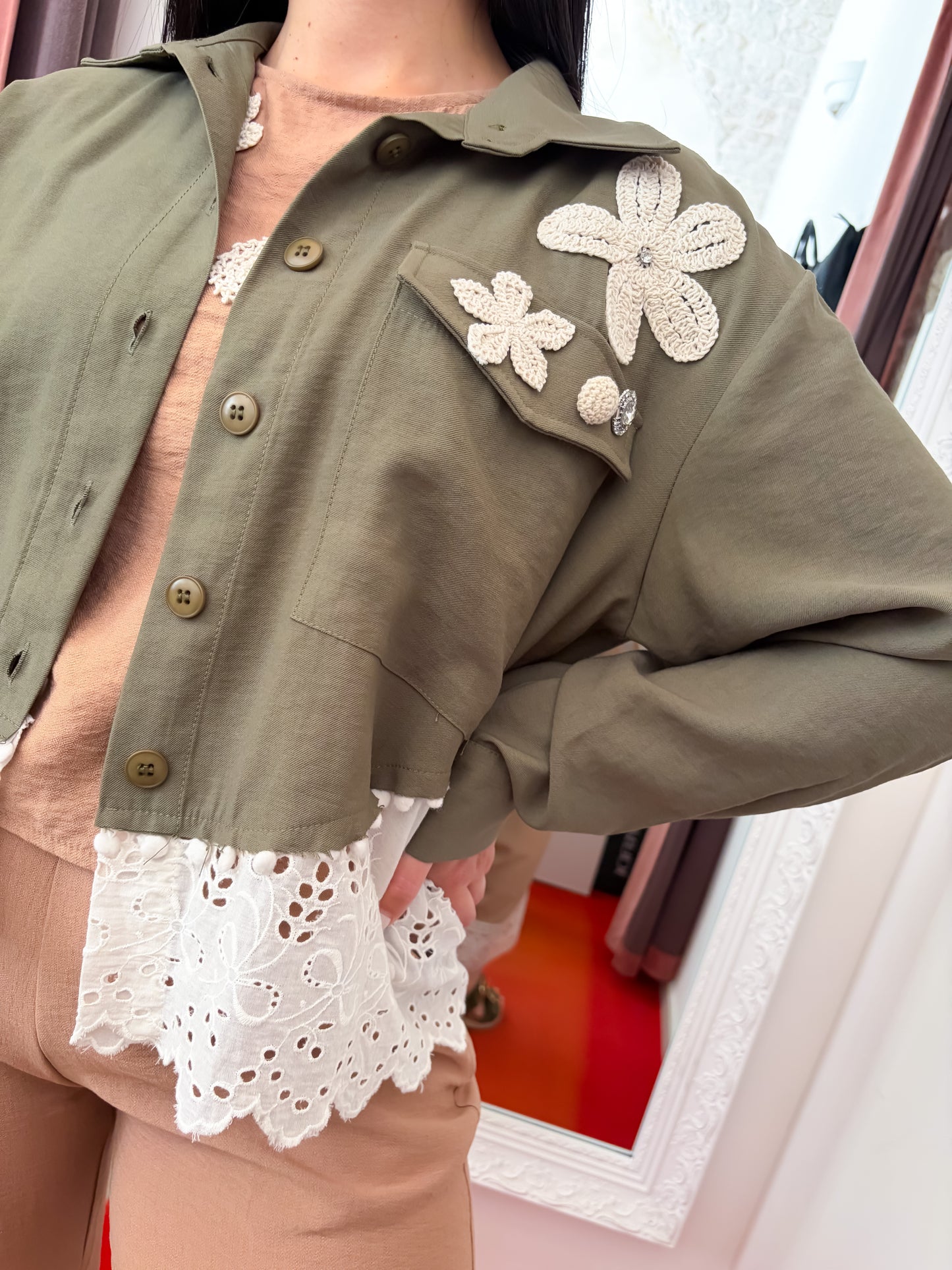 Camicia Crop sangallo