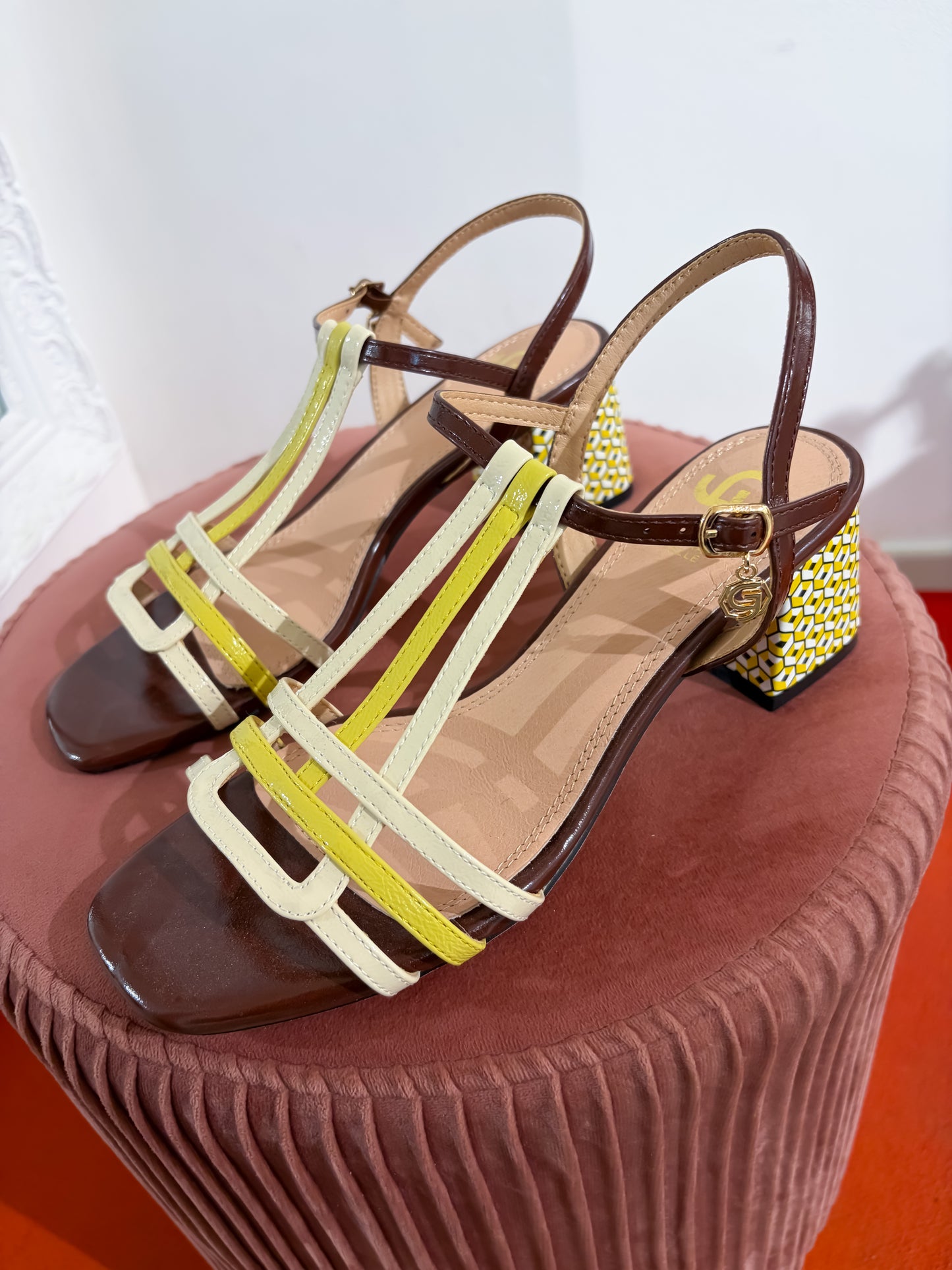 Sandalo tacco multicolor