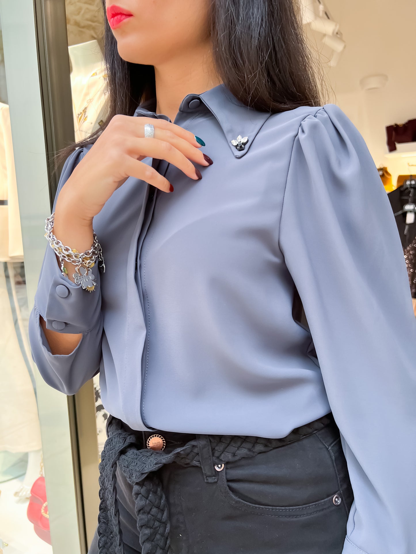 Camicia seta con pietre