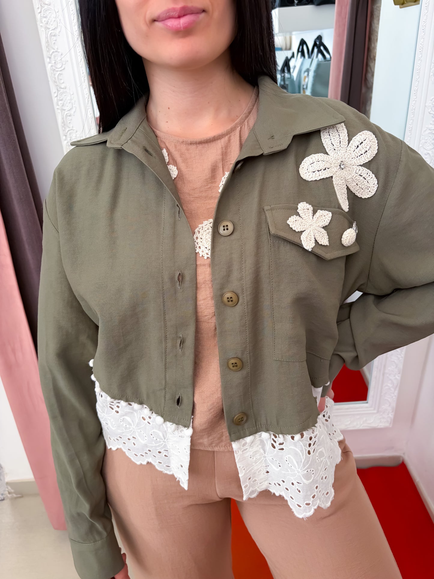 Camicia Crop sangallo